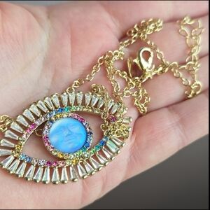 Kirks Folly Crystal Evil Eye Necklace  and Earrings Set